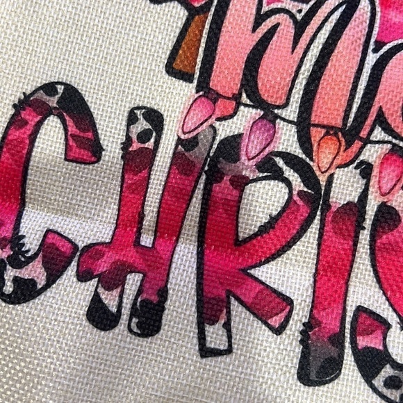 PINK LEOPARD CHRISTMAS TREE MERRY CHRISTMAS PILLOW COVER WITH ZIPPER - Picture 5 of 5